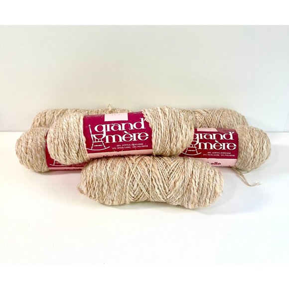 Grand'Mere Beige Marbled 2 Ply Multibello Knitting Worsted ~ 6 Skein Lot - Picture 2 of 10